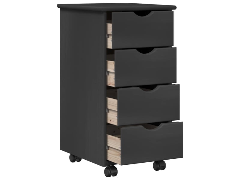  Caisson roulant de bureau, meuble de rangement 34 x 39 x 65,5 cm bois de pin massif gris  - Conforama D
