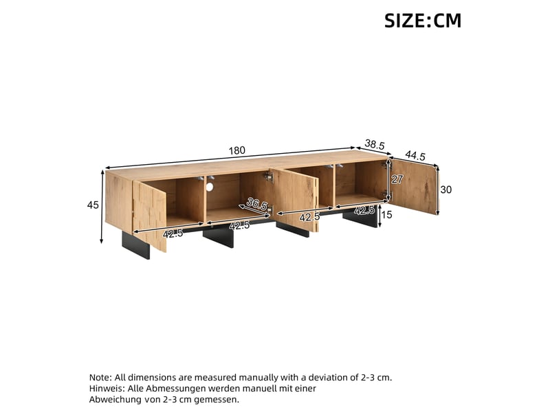  Meuble tv 180 cm 4 portes pour écran jusqu'à 75 pouces evryae  - Conforama E