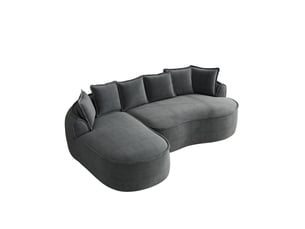 Canapé d'angle, canapé cloud : gris, en chenille, avec méridienne, sans montage, sans cadre, coussins inclus, style cloud, assise profonde