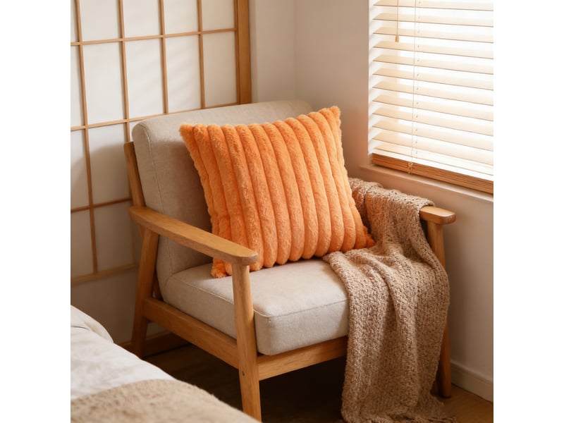  Taie d'oreiller en velours,45 x 45 cm,housse simple face,velours, orange,deux  - Conforama D