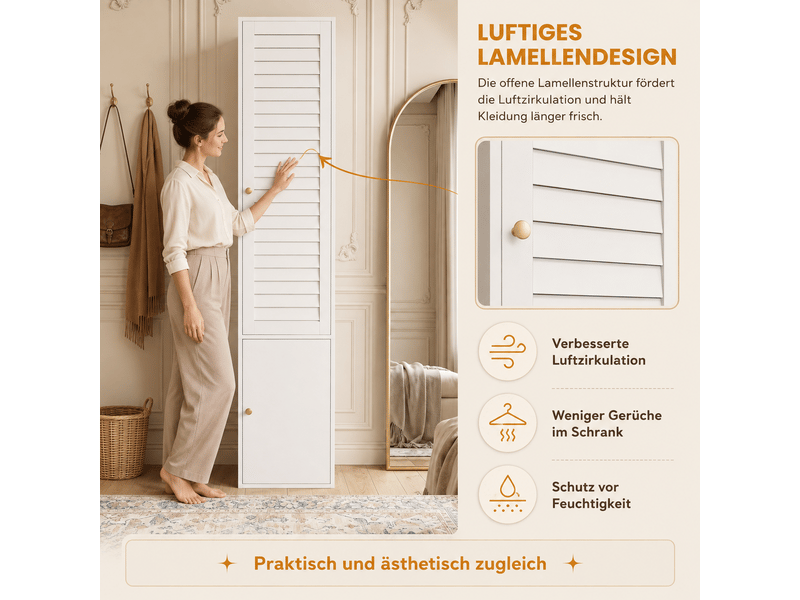  Armoire,45x50x200 cm,1 porte avec penderie,panneau de particules,blanc  - Conforama E