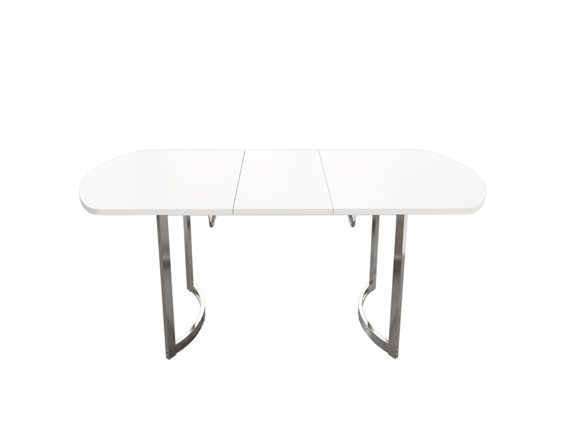  Table à manger extensible rectangulaire en mdf avec pieds en métal plaqué argent,140180x80cm,blanc table blanc - Conforama D