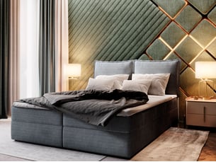 Lit avec rangement 140x200 cm <strong>MASSENO</strong> <strong></strong> coloris gris