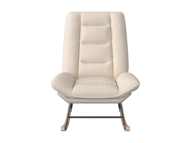  Fauteuil à bascule - 59 x 90 x 70 cm - beige et gris - dossier inclinable 5 positions avec tissu lin et similicuir  - Conforama A