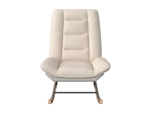 Fauteuil à bascule - 59 x 90 x 70 cm - beige et gris - dossier inclinable 5 positions avec tissu lin et similicuir