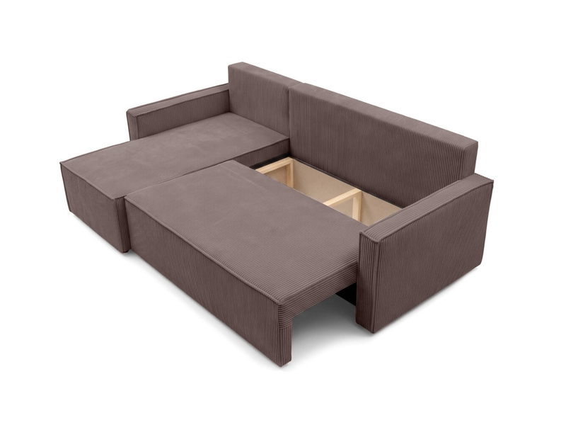 Farah - canapé d'angle reversible convertible 4 places accoudoirs slim velours cotelé  - Conforama D