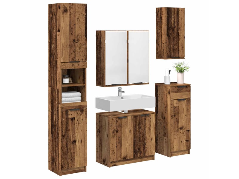  Ensemble de mobilier de salle de bain 5 pc bois ancien cf64562  - Conforama C