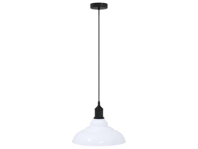  Lampe suspendue, suspension luminaire réglable hauteur e27 blanc brillant ø31cm métal  - Conforama A