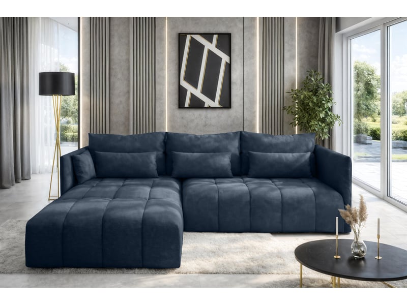  Canapé d'angle bleu avec fonction couchage cosmova 245 cm Cosmova - Conforama B