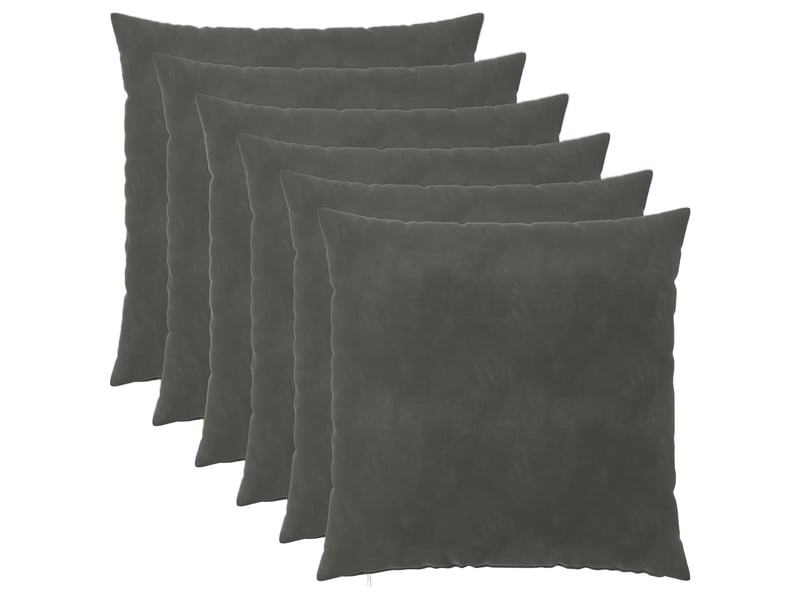  Lot de 6 housses de coussin heerlen gris foncé 80 x 80 cm velours cf49917  - Conforama A