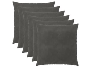 Lot de 6 housses de coussin heerlen gris foncé 80 x 80 cm velours cf49917