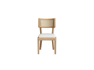 Lot de 6 chaises de salle à manger en bois massif avec dossier en rotin et coussin velours - design contemporain