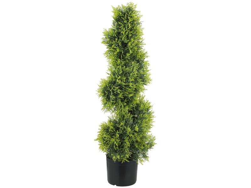  Cyprès artificiel de 90 cm, plante artificielle en spirale, plante artificielle en plastique en pot, décoration moderne  - Conforama B