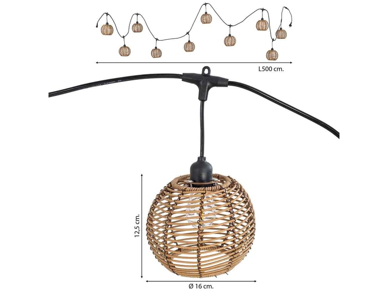  Guirlande de 10 lumières en plastique marron avec ampoule 500x16x12,5 cm (h)  - Conforama D