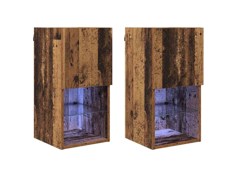  Lot de 2 meuble tv mural, meuble tv suspendu bois ancien bois d'ingénierie shl30970  - Conforama A