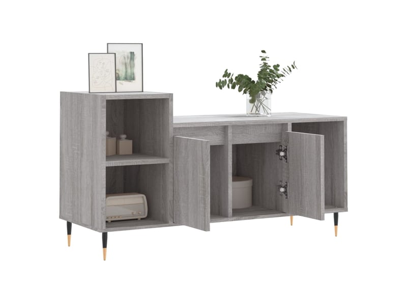  Meuble tv - banc tv - meuble de rangement sonoma gris 100x35x55 cm bois d'ingénierie  - Conforama D