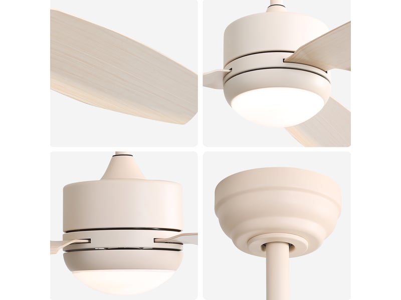  Ventilateur de plafond led 117 cm – blanc cassé – 3 pales abs, moteur dc réversible, télécommande, 6 vitesses  - Conforama D