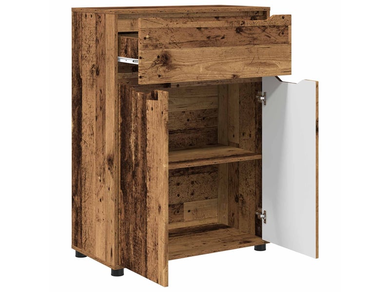  Cabinet de salle de bain, meuble de rangement bois ancien 72.5x36.5x100 cm  - Conforama E