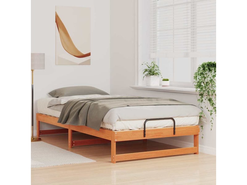  Lit simple- lit adulte -  cadre de lit marron 100 x 200 cm pin massif  - Conforama B