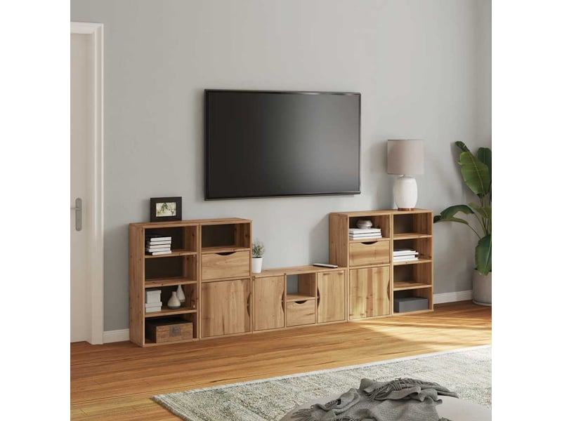  Meubles tv - banc tv - meuble de rangement 5 pcs avec rangement odda bois de pin massif  - Conforama C
