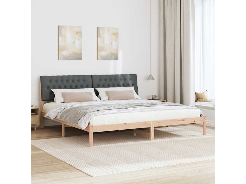  Lit double- lit adulte -  cadre de lit avec tête de lit rembourrée marron 200 x 200 cm  - Conforama C