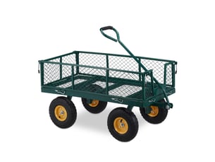 Chariot de transport mobile jardin 120 x 60 x 60 cm capacité 250 kg côtés rabattables en acier vert 13_0011078