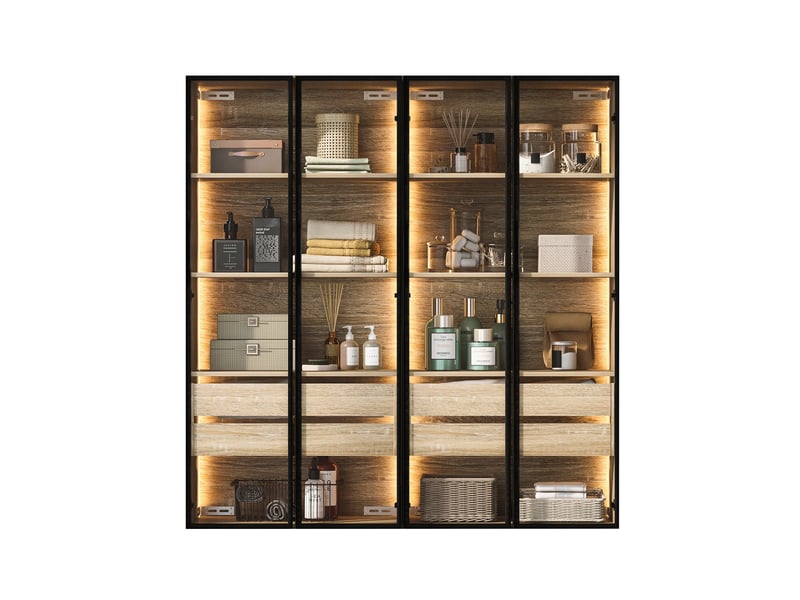Meuble de rangement salle de bain - rangement compact - mdf - natural - 74 x 36 x 155 cm - fixation murale - salle de bain toilettes LY316172AAF - Conforama C