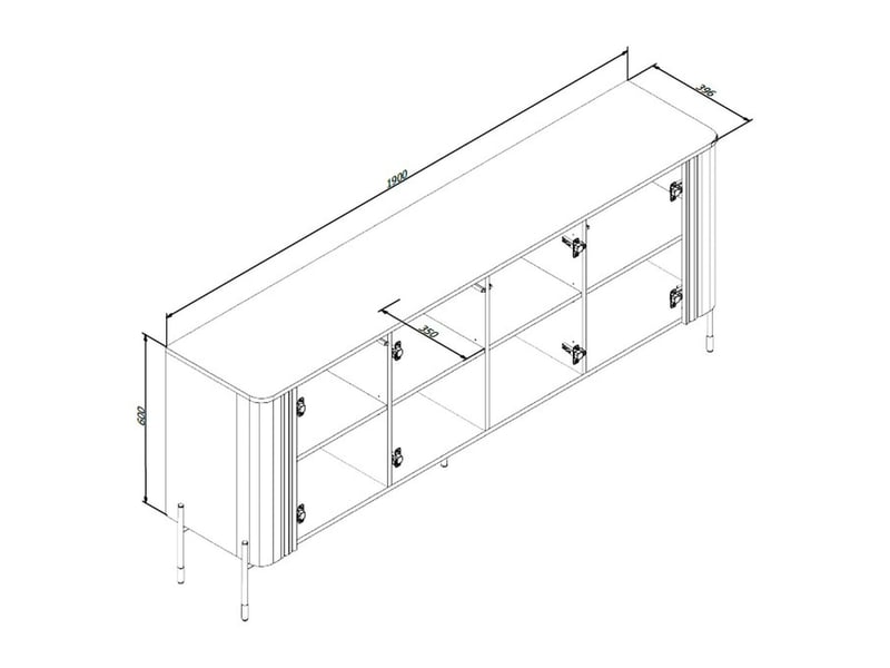 Buffet laion, meuble 4 étagères, 190x40x80h cm noyer marron Laion - Conforama D