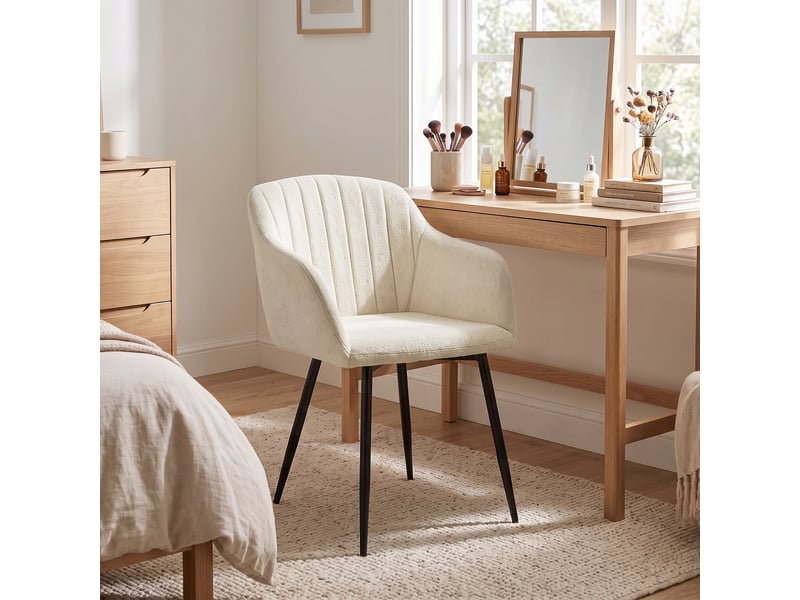  Lot de 4 chaises de salle à manger goeurvant 711 en chenille et pieds en métal - crème JOD00711AAR-4 - Conforama E
