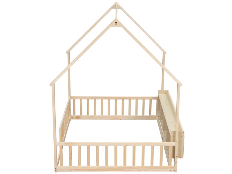  Lit cabane enfant 140x200 cm avec 4 rangements, bois de pin naturel  - Conforama R