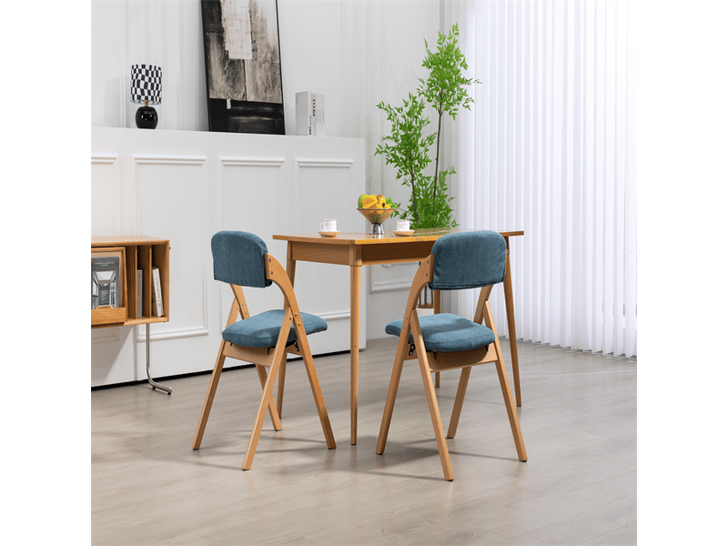  Lot de 2 chaises pliantes homefun en bois bleu, assises rembourrées, housses amovibles  - Conforama B