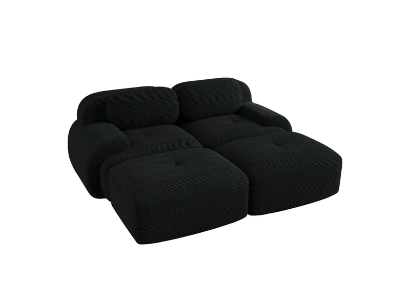 Canapé modulable, canapé 2 places, en velours tricoté, noir, sans structure, pour salon, mobilier pour espace de vie, chambre - Conforama W