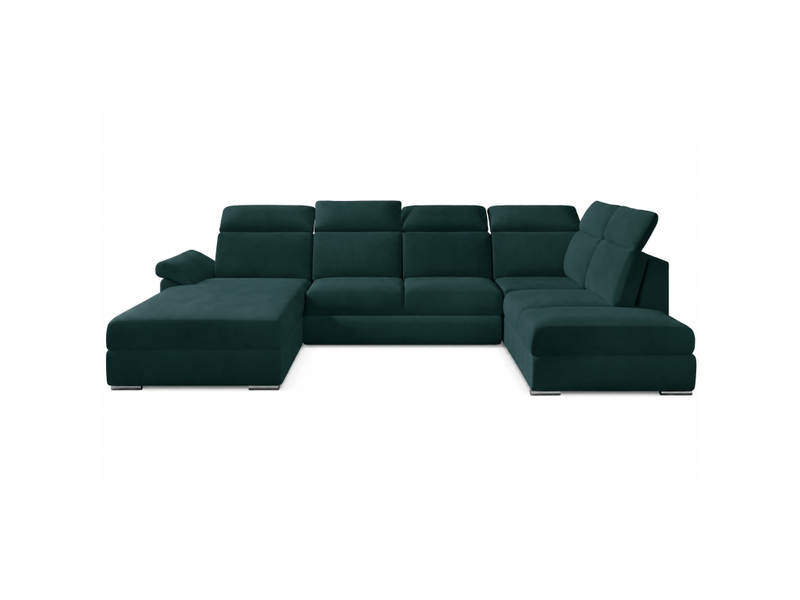 Canapé panoramique convertible majesta 5 places vert foncé – angle gauche avec coffre - Conforama B