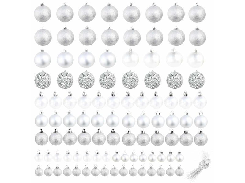  Ensemble de boules de noël 100 pcs 346 cm argenté  - Conforama A