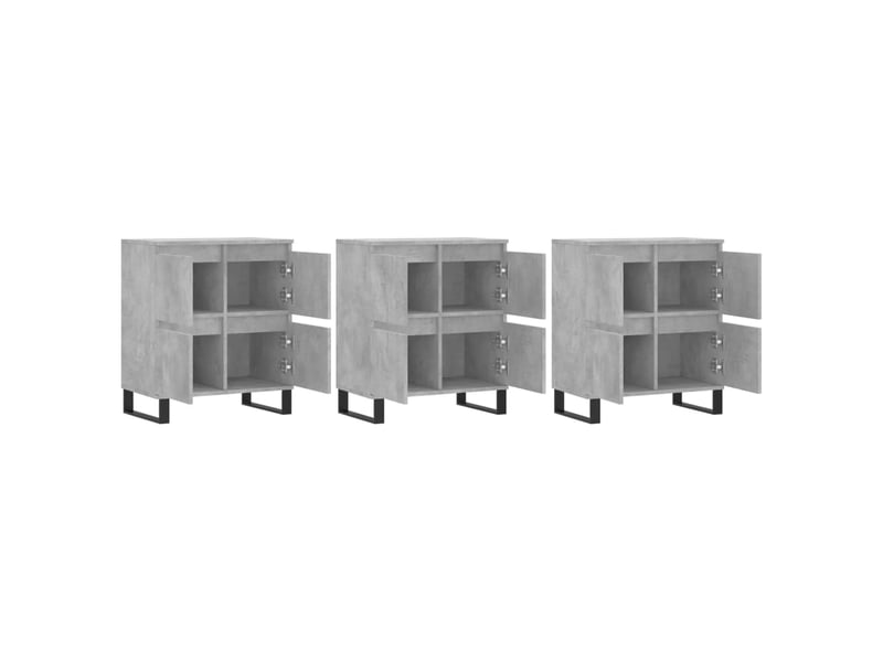  Buffets 3 pcs - bahut - meuble de rangement gris béton bois d'ingénierie  - Conforama D