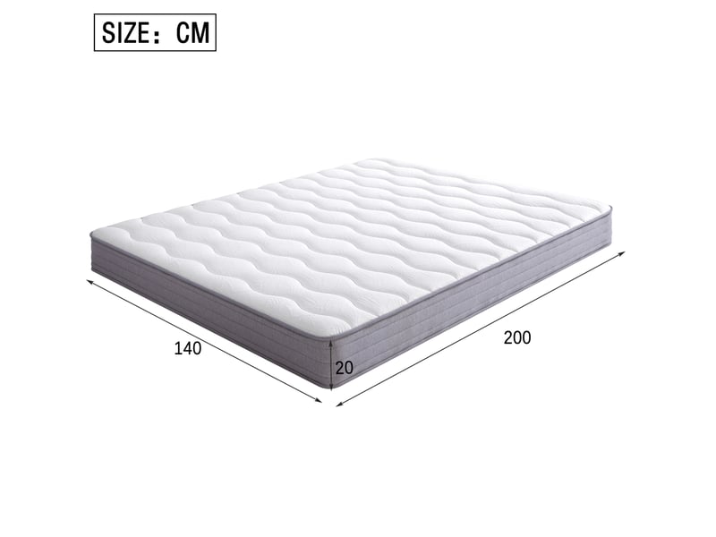  Matelas à ressorts 140x200 cm, épaisseur 20 cm, h3, ergonomique, blanc, livré roulé sous vide  - Conforama C