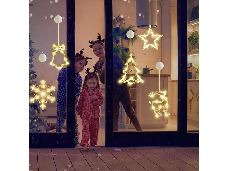  Suspension lot de 5 lumières de noël pour fenêtre pour sapin de noël, cheminée, décoration  - Conforama B