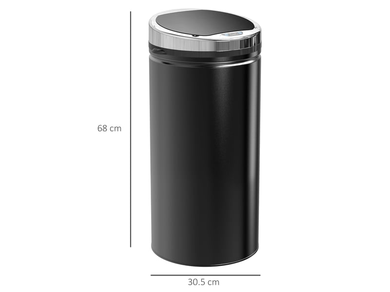  Poubelle automatique ulevr à capteur 42 l avec couvercle, seau intérieur amovible, acier inoxydable noir, 30,5 x 30,5 x 68 cm  - Conforama C
