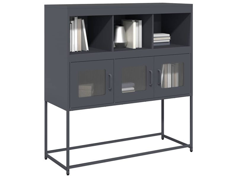  Buffet - bahut - meuble de rangement anthracite 100,5x39x107 cm acier laminé à froid  - Conforama B
