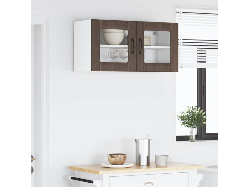 Meuble mural de cuisine, cabinet en verre mural chêne brun 80x31x40cm shl32  - Conforama D