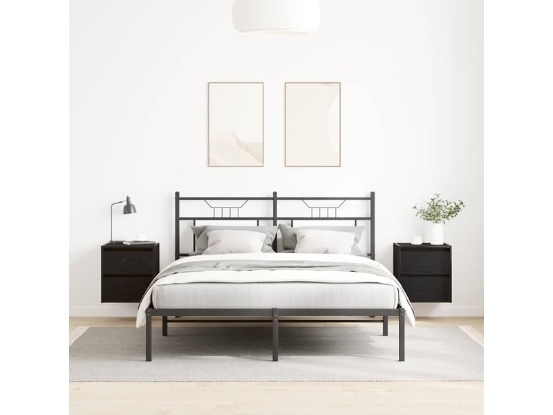 Lot de 2 tables de chevet - cabinet de chevet - table de nuit murales chêne noir 38x34x40 cm - Conforama B