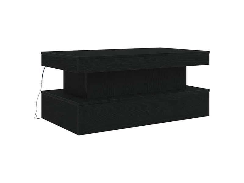  Table basse - table de salon - table à thé avec lumières led chêne noir 90x50x40 cm  - Conforama C