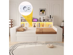 Lit coffre 90x200 cm <strong>OKMYHOME</strong>  <strong></strong> coloris blanc