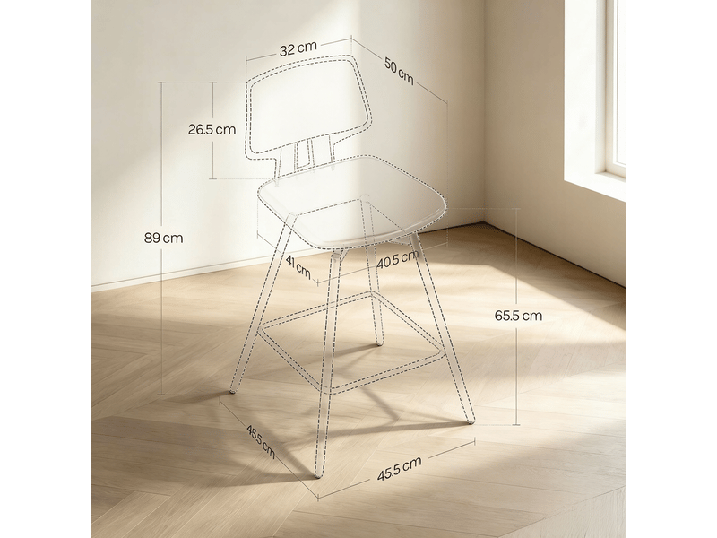  Tabouret de bar pivotant lot de 2 avec dossier ergonomique et repose-pieds en simili cuir et métal noir  - Conforama D