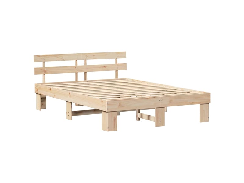  Lit double- lit adulte -  cadre de lit avec tête de lit naturel 150 x 200 cm pin massif  - Conforama C