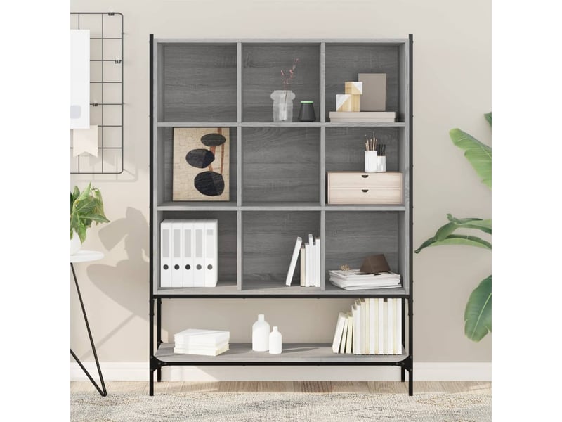  Bibliothèque, meuble de rangement salon sonoma gris 102x30x141,5 cm bois d'ingénierie  - Conforama C