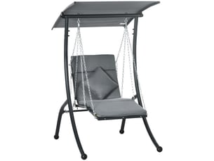 Balancelle de jardin gris foncé, coussins, toit pare-soleil réglable, pour jardin et terrasse