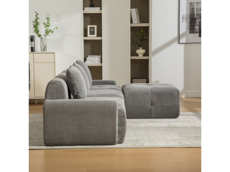 Canapé modulable en chenille 3 places gris - mousse 30d haute élasticité et sans montage - Conforama R