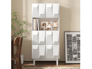 Vitrine coloris blanc 3 étagère(s) <strong>MODFU</strong> <strong></strong> - 60.5 cmx135.5 cm