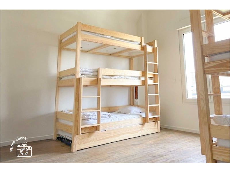  Lit superposé 4 places 80x190 en bois massif abc, brut (sans vernis) TRI480-B - Conforama E